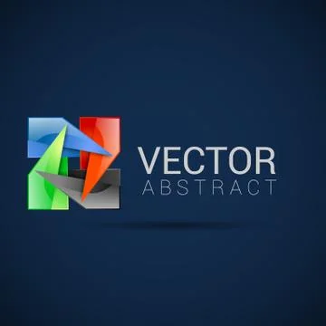 Logo shape set, 3d style element design abstract vector shape Stock Illustration