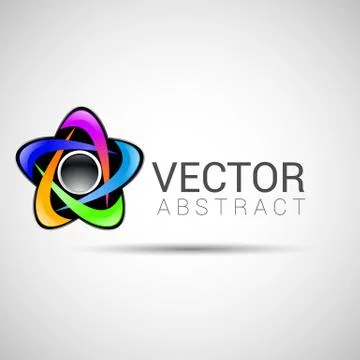 Logo shape set, 3d style element design abstract vector shape Stock Illustration