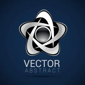 Logo shape set, 3d style element design abstract vector shape Stock Illustration