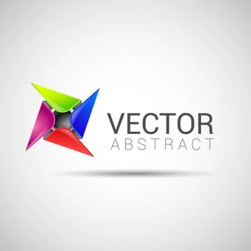 Logo shape set, 3d style element design abstract vector shape Stock Illustration