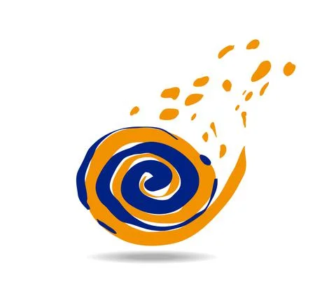 Logo in the shape of two intertwined spirals and dots pouring out of them Stock Illustration