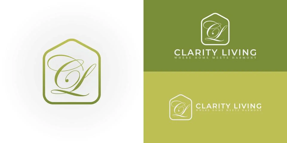 The logo showcases elegant script initials CL within a rounded house-like shape Stock Illustration