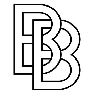 Logo sign bb and 2 b icon sign two interlaced letters b vector logo bb, first Stock Illustration