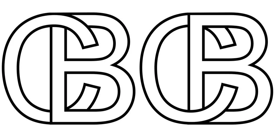 Logo sign bc and cb icon sign two interlaced letters B, C vector logo bc, cb Stock Illustration