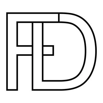 Logo sign fd df icon sign interlaced letters D, F vector logo df, fd first Stock Illustration