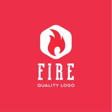 Logo sign flame fire quality flat style icon vector art Stock Illustration