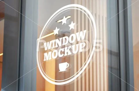 Logo, sign mockup on glass window PSD-Vorlage