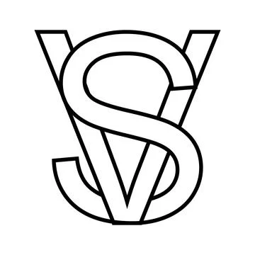 Logo sign sv vs icon, double letters logotype v s Stock Illustration