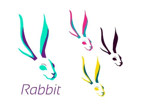 Logo with the silhouette of a hare or rabbit. Stock Illustration