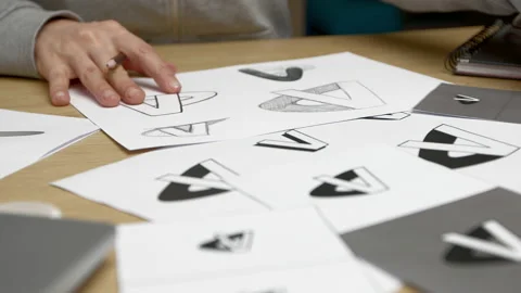 Logo sketch design on paper. Stock Footage 226206505