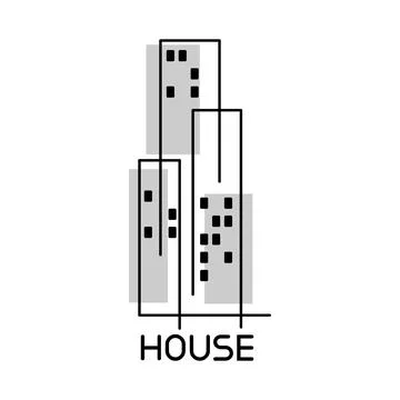 Logo with skyscraper building. Emblem real estate company. Ilustración de archivo