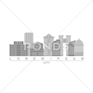 Logo skyscrapers of metropolis. City with high buildings. Logo for constructi Stock Illustration
