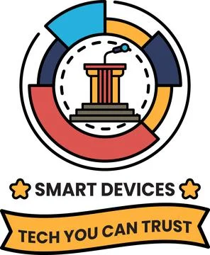 A logo for smart devices that says tech you can trust Illustrazione stock