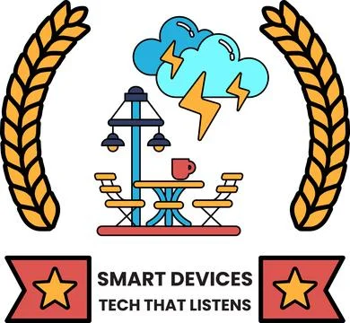 A logo for smart devices that is a star with a cloud and lightning bolt Stock Illustration