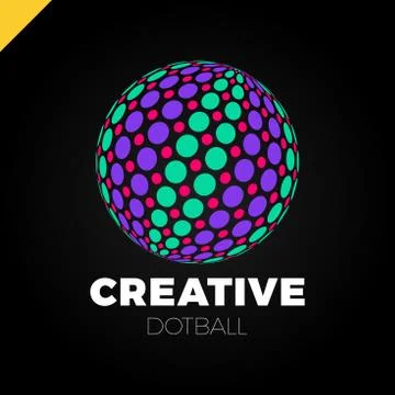 Logo sphere with dot. Abstract vector logotype ball globe Stock Illustration