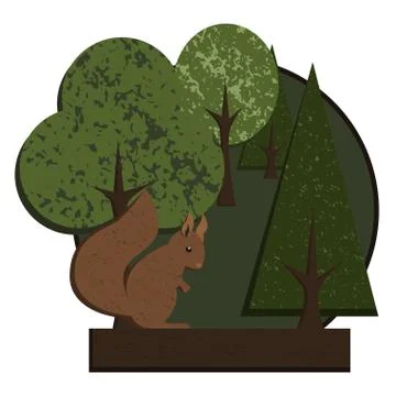 Logo squirrel in forest Stock Illustration