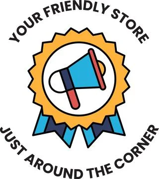A logo for a store that is friendly and just around the corner Stock Illustration