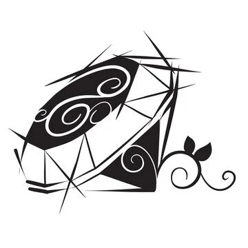 Logo, stylized diamond with a light with a leaf, isolated object on white c.. Stock Illustration