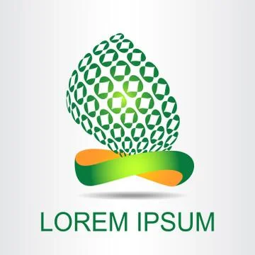 Logo stylized spherical surface with abstract shapes in green ring. Stock Illustration