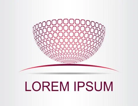 Logo stylized spherical surface with abstract shapes Stock Illustration