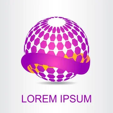 Logo stylized spherical surface with abstract shapes Stock Illustration