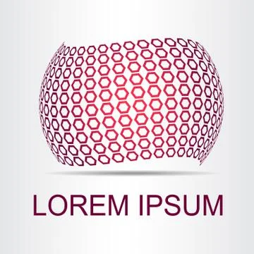 Logo stylized spherical surface with abstract shapes Stock Illustration