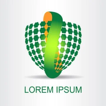 Logo stylized spherical surface with abstract shapes Stock Illustration