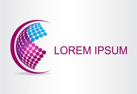 Logo stylized spherical surface with abstract shapes Stock Illustration