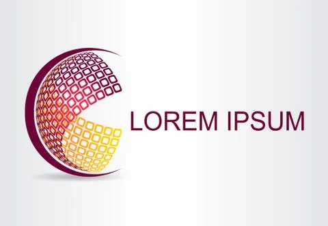 Logo stylized spherical surface with abstract shapes Stock Illustration