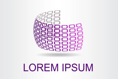 Logo stylized spherical surface with abstract shapes Stock Illustration