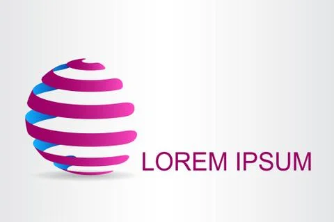 Logo stylized spherical surface with abstract shapes Stock Illustration