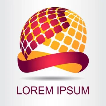 Logo stylized spherical surface with abstract shapes Stock Illustration