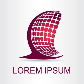 Logo stylized spherical surface with abstract shapes Stock Illustration