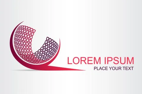 Logo stylized spherical surface with abstract shapes Stock Illustration