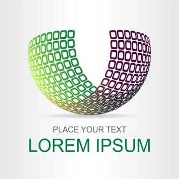 Logo stylized spherical surface with abstract shapes Stock Illustration