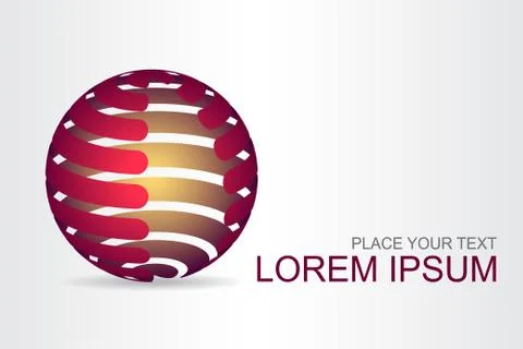 Logo stylized spherical surface with abstract shapes Stock Illustration