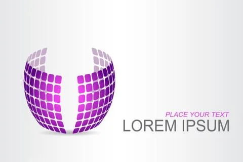 Logo stylized spherical surface with abstract shapes Stock Illustration