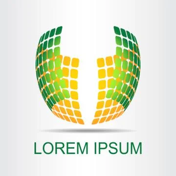 Logo stylized spherical surface with abstract shapes Stock Illustration