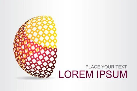 Logo stylized spherical surface with abstract shapes Stock Illustration