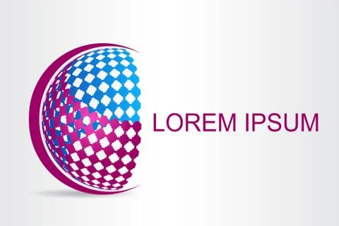 Logo stylized spherical surface with abstract shapes Stock Illustration