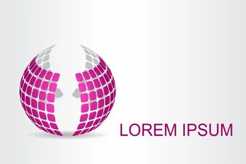 Logo stylized spherical surface with abstract shapes Stock Illustration