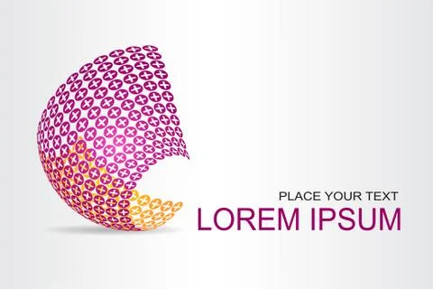 Logo stylized spherical surface with abstract shapes Stock Illustration