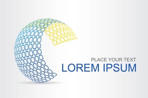 Logo stylized spherical surface with abstract shapes Stock Illustration