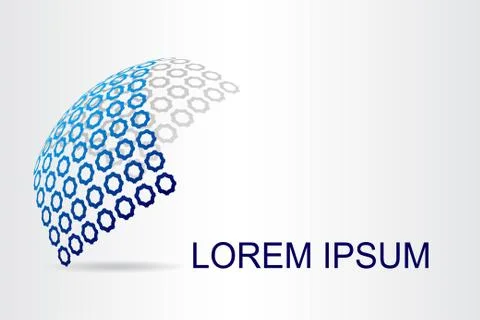 Logo stylized spherical surface with abstract shapes Stock Illustration