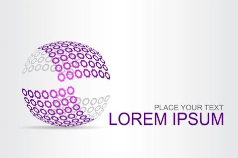 Logo stylized spherical surface with abstract shapes Stock Illustration
