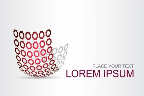 Logo stylized spherical surface with abstract shapes Stock Illustration