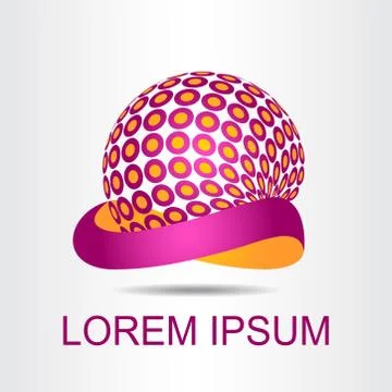 Logo stylized spherical surface with abstract shapes Stock Illustration