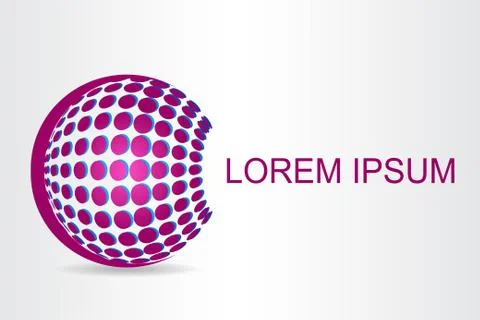 Logo stylized spherical surface with abstract shapes Stock Illustration