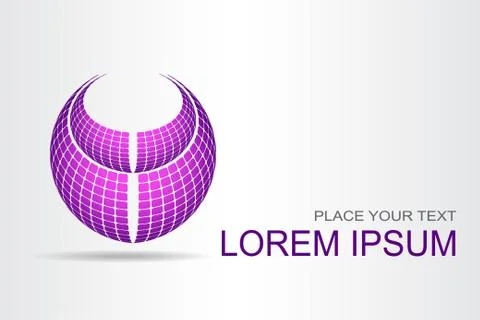 Logo stylized spherical surface with abstract shapes Stock Illustration