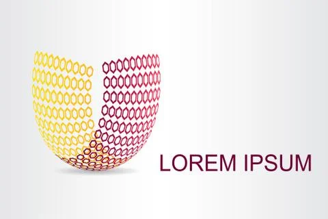 Logo stylized spherical surface with abstract shapes Stock Illustration